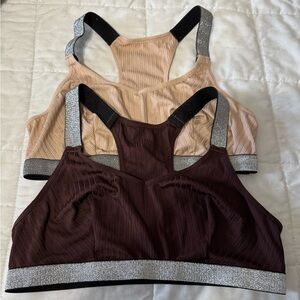 Women's (XL) Racerback Sports Bra Set - cream and chocolate